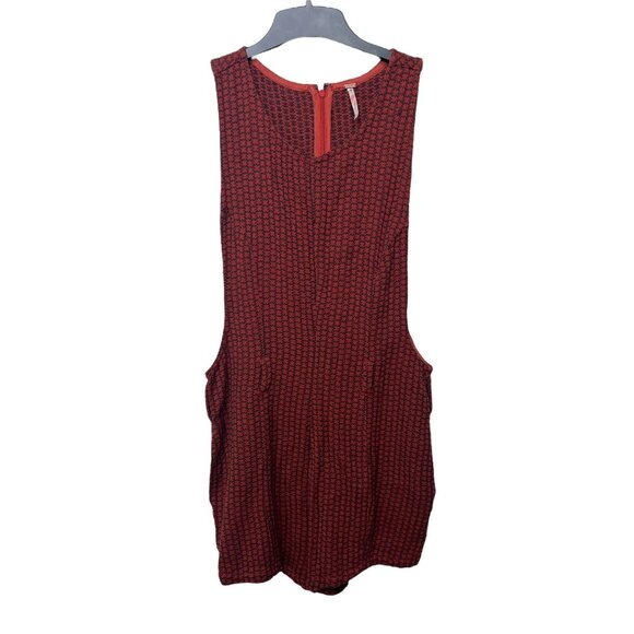 Free People Mod Mini Romper Playsuit Red & Black Sleeveless Women’s Size 10 - Picture 9 of 15